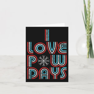 I Love Pow Days Snowboarding Skiing Retro Distress Card