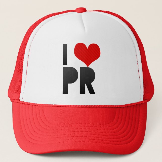 I Love PR Trucker Hat (Front)