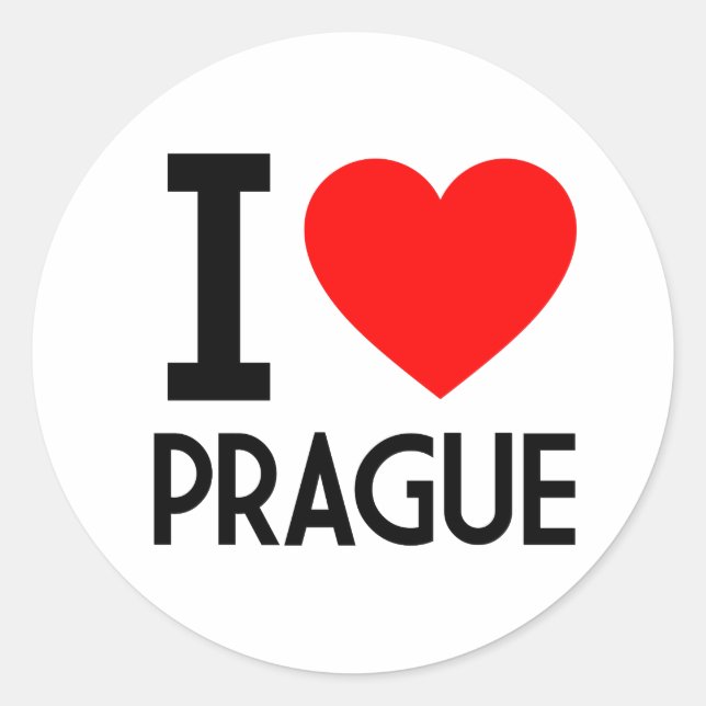I Love Prague Classic Round Sticker (Front)