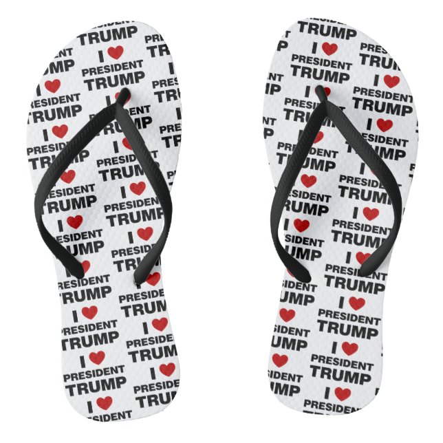I Love President Trump Heart Flip Flops (Footbed)