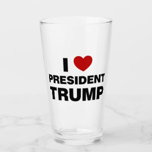 I Love President Trump Heart Glass