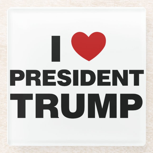 I Love President Trump Heart Glass Coaster (Front)