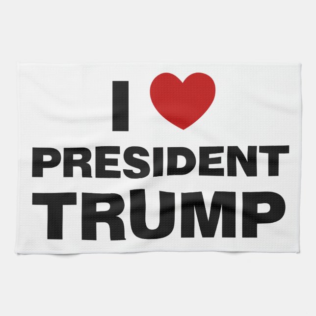 I Love President Trump Heart Kitchen Towel (Horizontal)