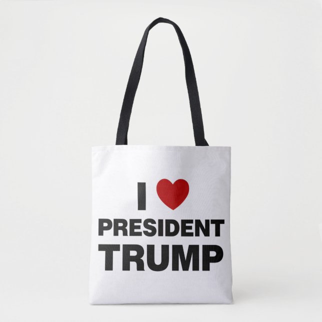 I Love President Trump Heart Tote Bag (Front)