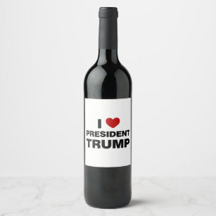 I Love President Trump Heart Wine Label