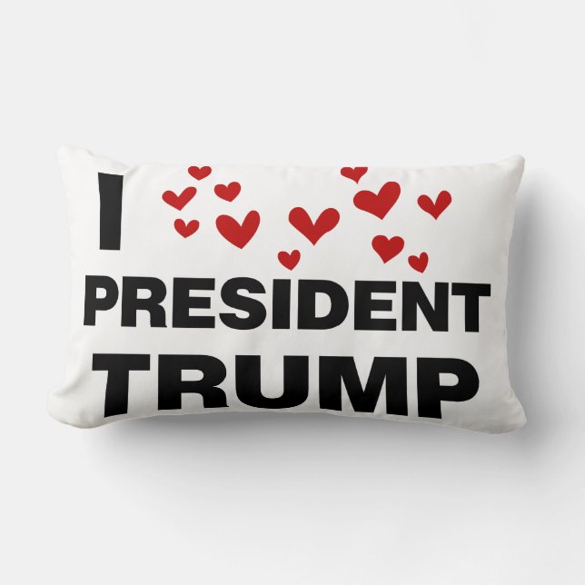 I Love President Trump Hearts Lumbar Pillow (Front)