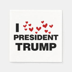 I Love President Trump Hearts Napkin