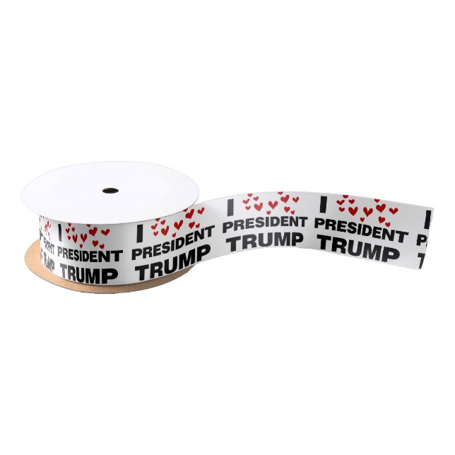 I Love President Trump Hearts Satin Ribbon (Spool)