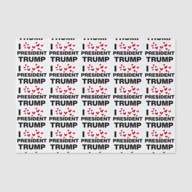 I Love President Trump Hearts Tissue Paper (Front)