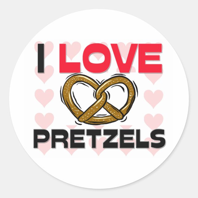 I Love Pretzels Classic Round Sticker (Front)