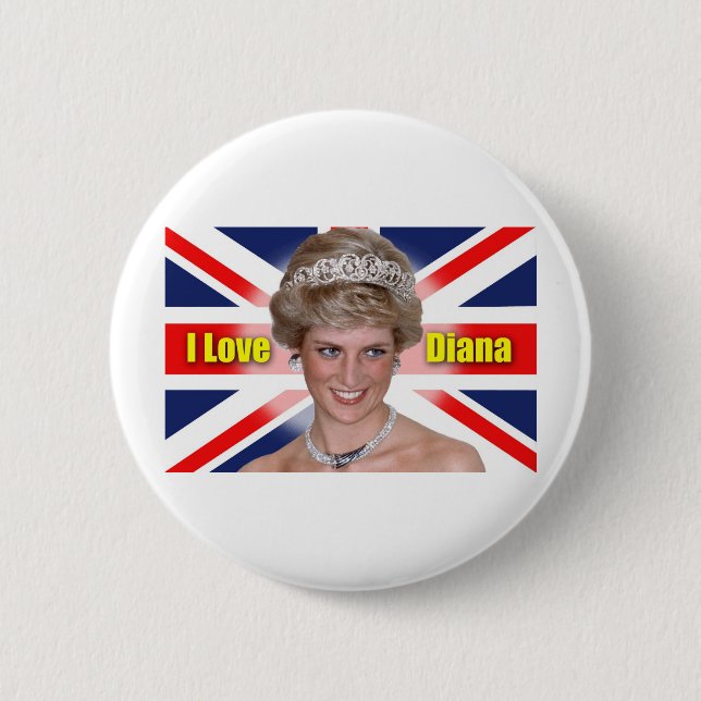 I Love Princess Diana 2 Inch Round Button (Front)
