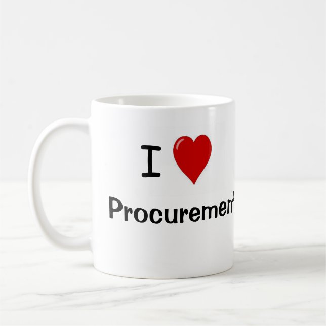 I Love Procurement Funny Slogan Quote Coffee Mug (Left)
