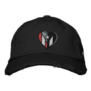I Love Puerto Rico Embroidered Distressed Hat