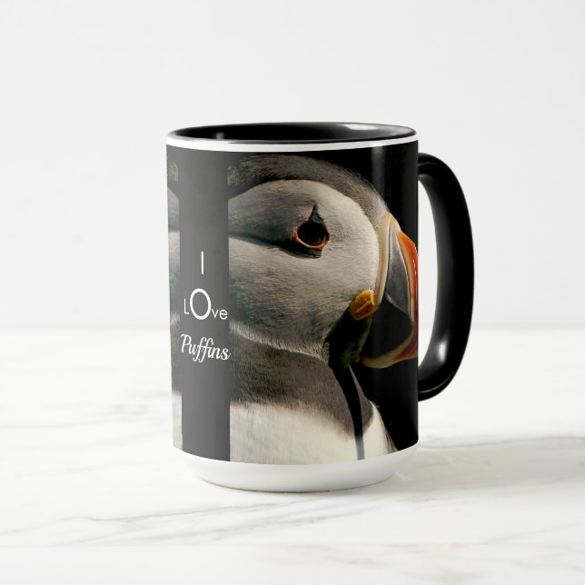 I Love Puffins Bird Wildlife Birthday Coffee Mug (Devant droit)
