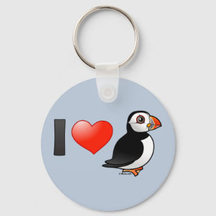 I Love Puffins Keychain