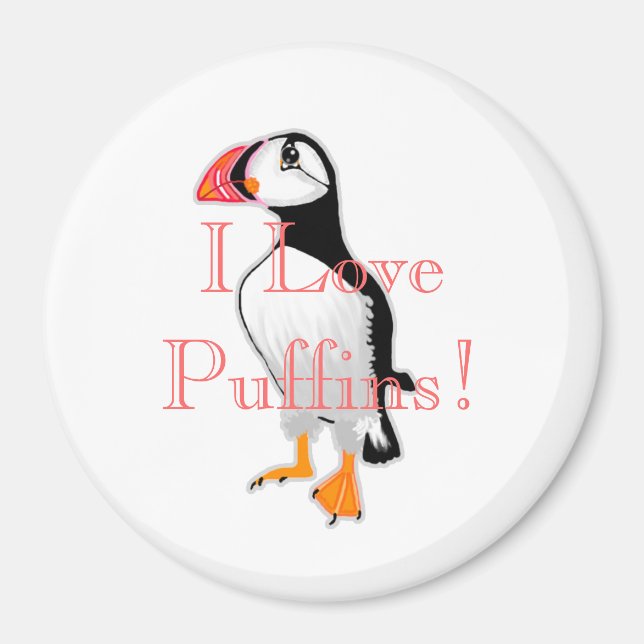 I Love Puffins! Magnet (Front)