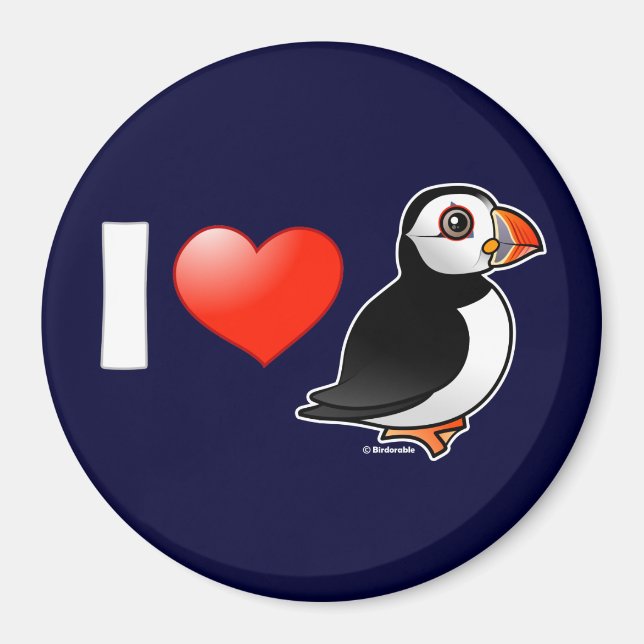 I Love Puffins Magnet (Front)
