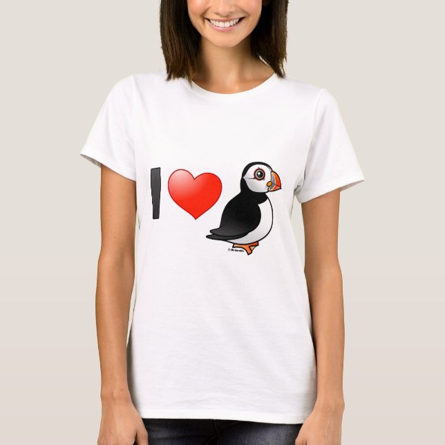 I Love Puffins T-Shirt (Front)