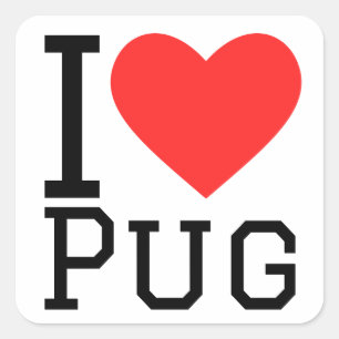 I love pug  square sticker