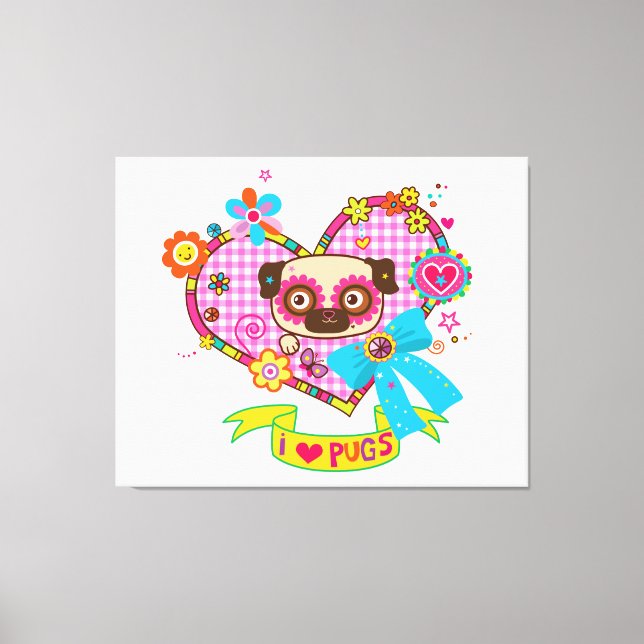 I Love Pugs! Canvas Print (Front)
