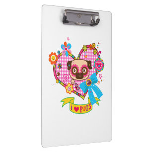 I Love Pugs! Clipboard