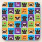 I Love Pugs Colour Squares Coaster Set