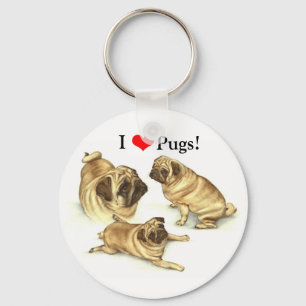 I Love Pugs Key Chain