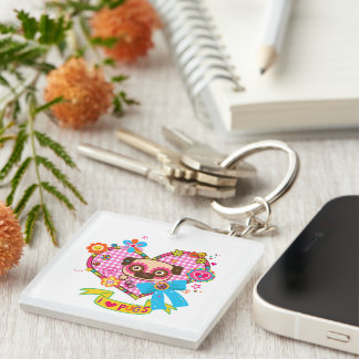 I Love Pugs! Keychain