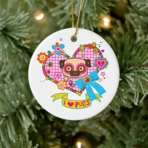 I Love Pugs! Ornament