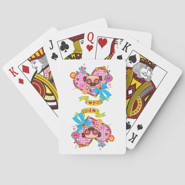I Love Pugs! Playing Cards (Back)