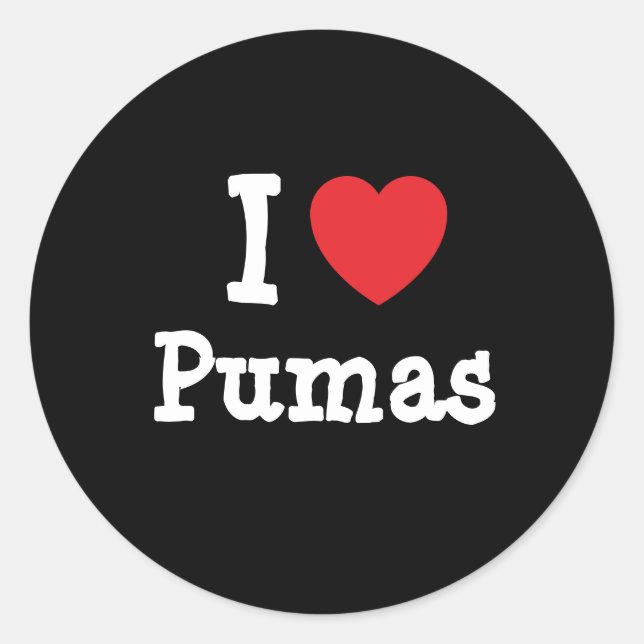 I love Pumas heart custom personalized Classic Round Sticker (Front)