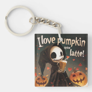 I Love Pumpkin Spice Latte Digital Art Keychain