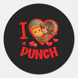 I love punch cute baby monkey punch classic round sticker