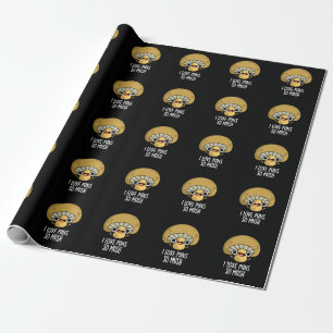 I Love Puns So Mush Funny Mushroom Pun Dark BG Wrapping Paper