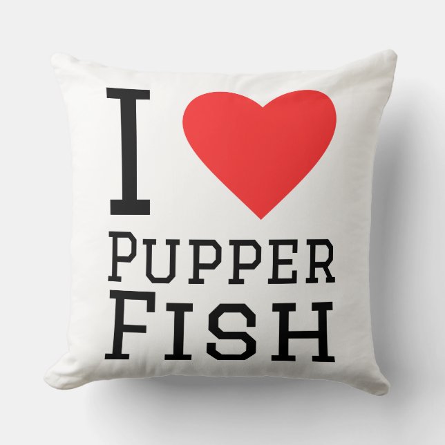 I love pupper fish throw pillow (Front)