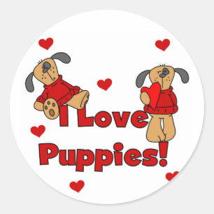 I Love Puppies Tshirts and Gifts Classic Round Sticker