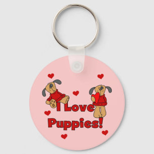 I Love Puppies Tshirts and Gifts Keychain