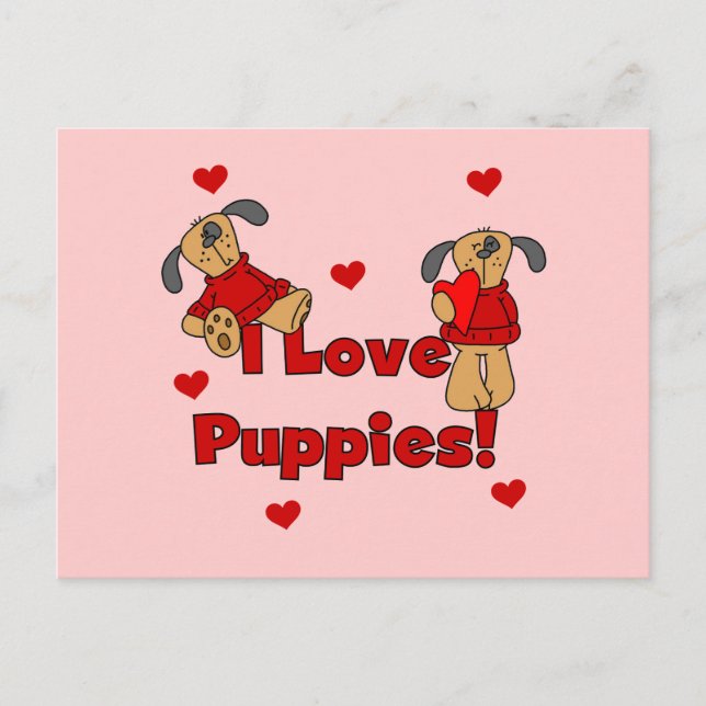 I Love Puppies Tshirts and Gifts Postcard (Front)