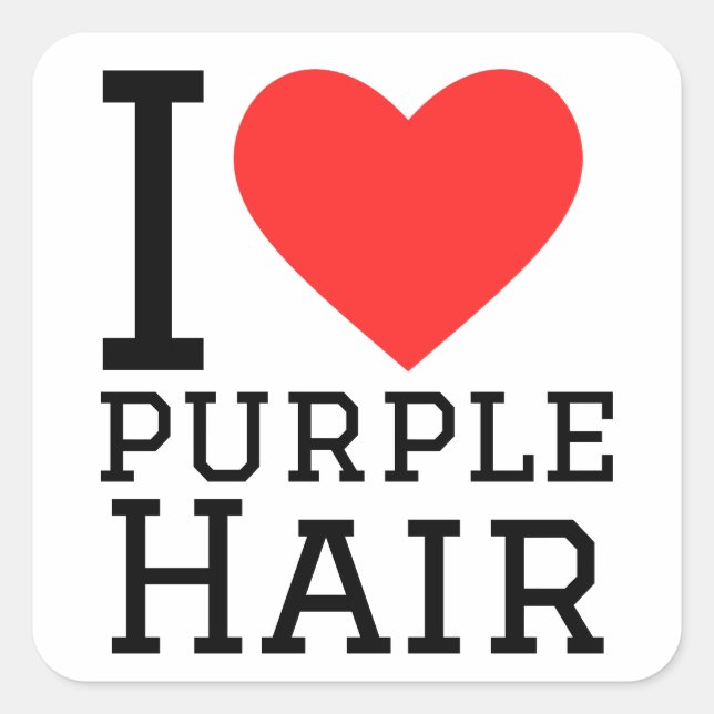 I love purple hair  square sticker (Front)