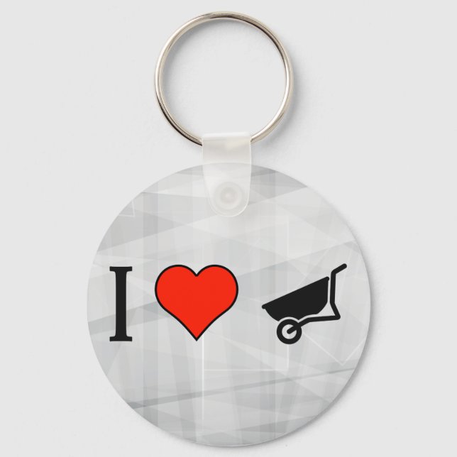 I Love Pushing A Wheelbarrow Keychain (Front)
