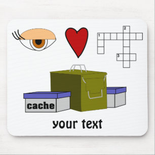 I Love Puzzle Caches Rebus Geocaching Lover Custom Mouse Pad