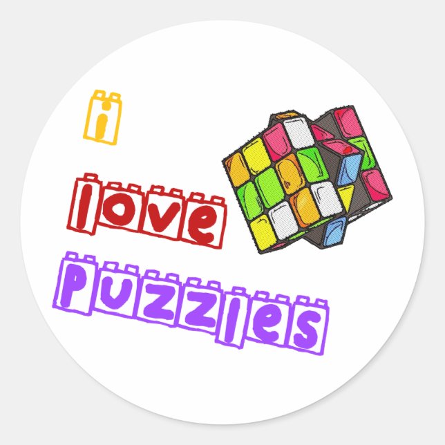 I Love Puzzles Classic Round Sticker (Front)