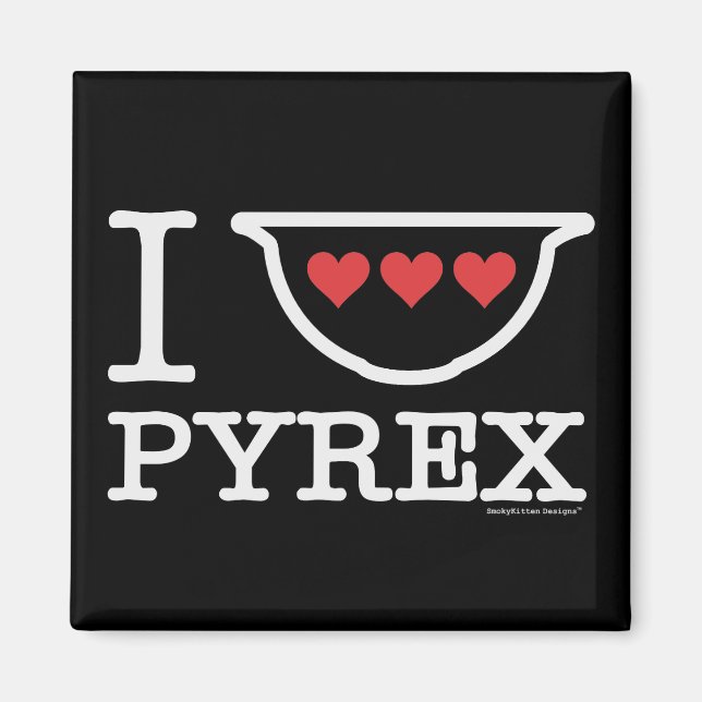 I Love Pyrex - Mixing Bowl with Hearts (White) Magnet (Front)