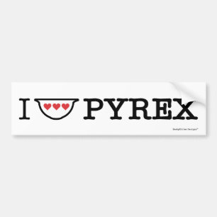 I Love Pyrex - Vintage Mixing Bowl with Red Hearts Bumper Sticker