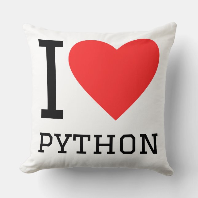 I love Python Throw Pillow (Front)