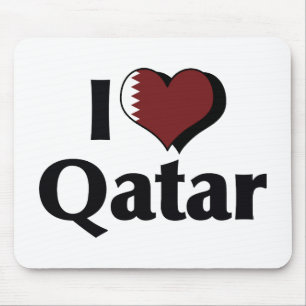 I Love Qatar Flag Mouse Pad