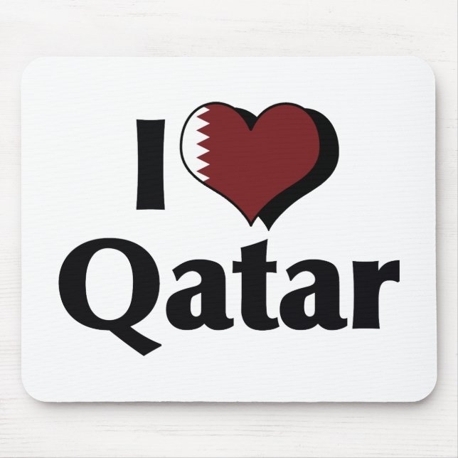 I Love Qatar Flag Mouse Pad (Front)