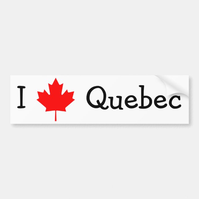 I Love Quebec Bumper Sticker (Front)