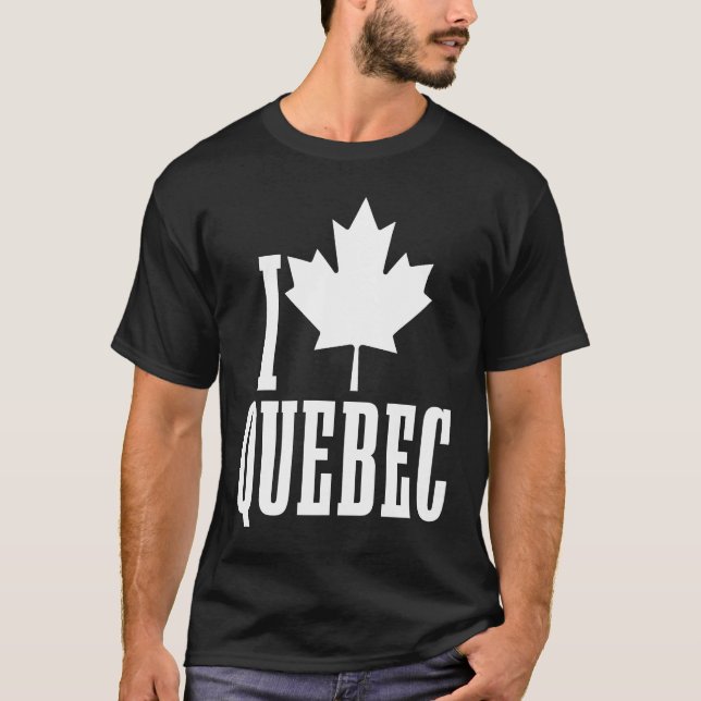 I Love Quebec Canada Maple Leaf Red Canadian Flag  T-Shirt (Front)