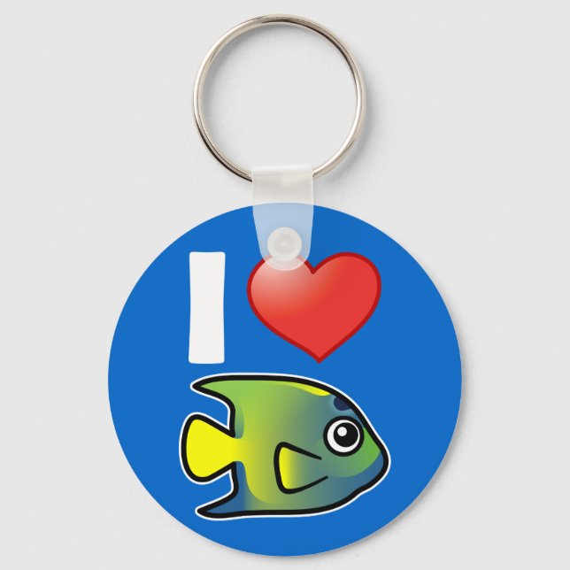 I Love Queen Angelfish Keychain (Front)